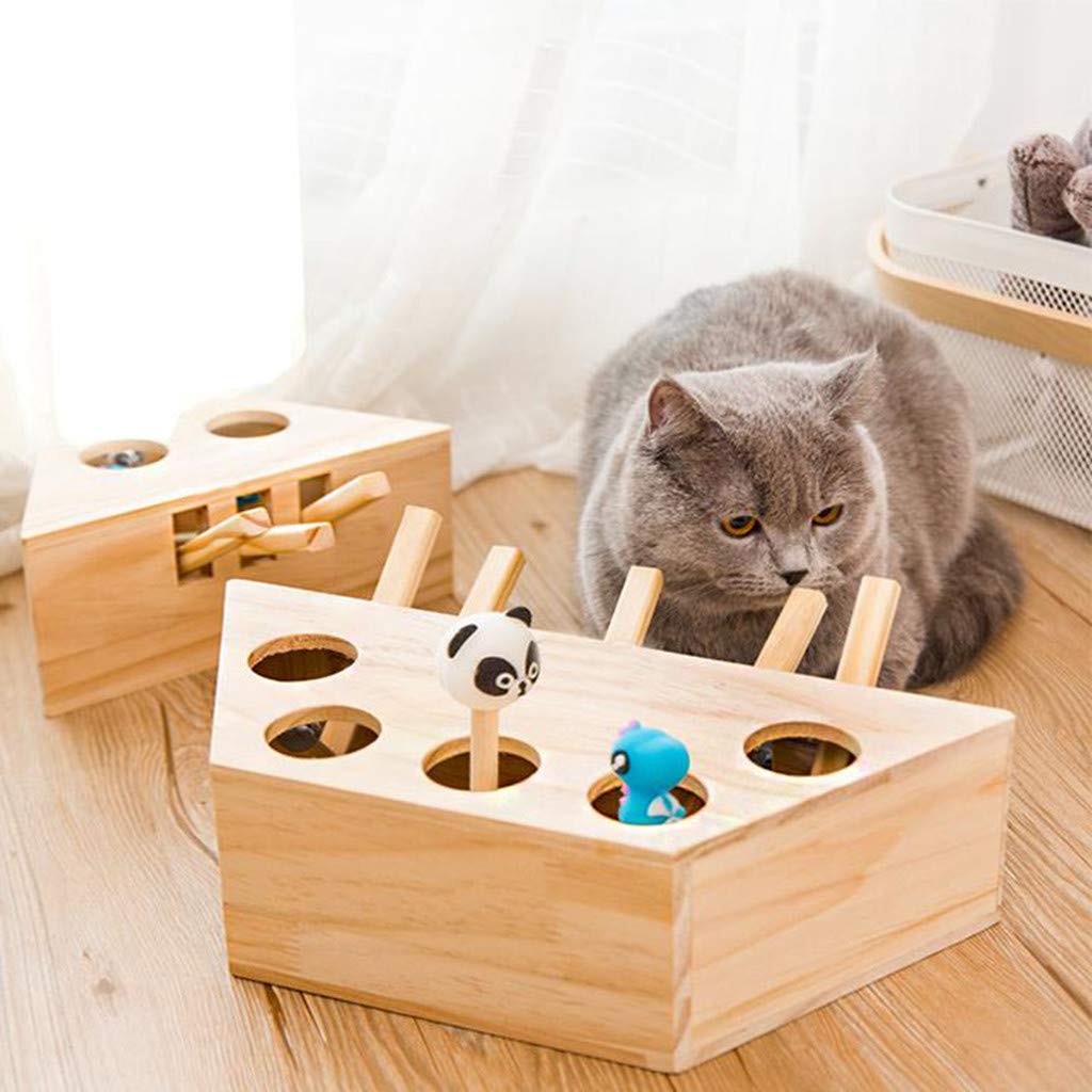 Wooden Cat Puzzle Toy for Indoor Play & Enrichment