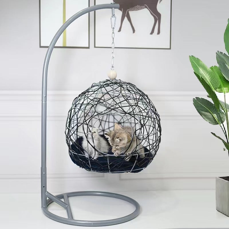 Cat Hammock Bed with Stable Suspended Cradle Stand