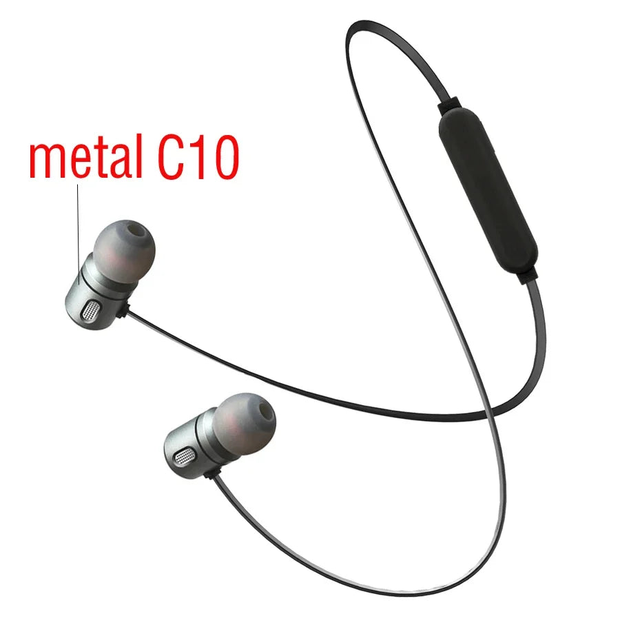 Magnetic Bluetooth Sports Earphones with Metal Earbuds