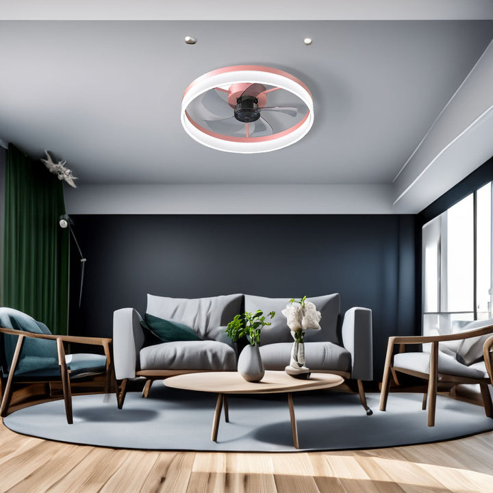 Pink Ceiling Fan with Dimmable LED Light and Remote