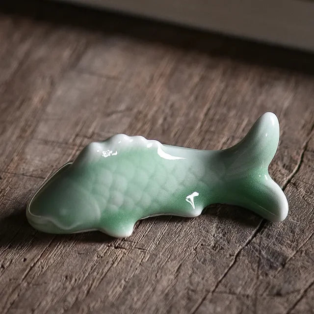 Celadon Ceramic Koi Pen Holder for an Elegant Desk