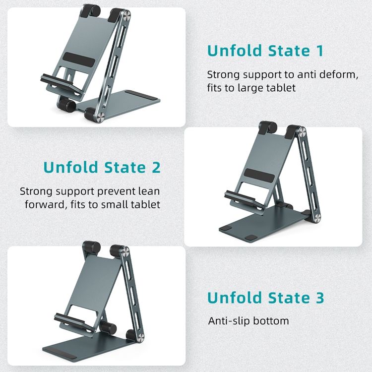Foldable Aluminum Desk Stand for Phones and Tablets