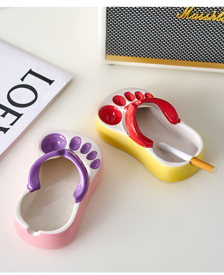 Ceramic Ashtray With Playful Slipper-Shaped Design