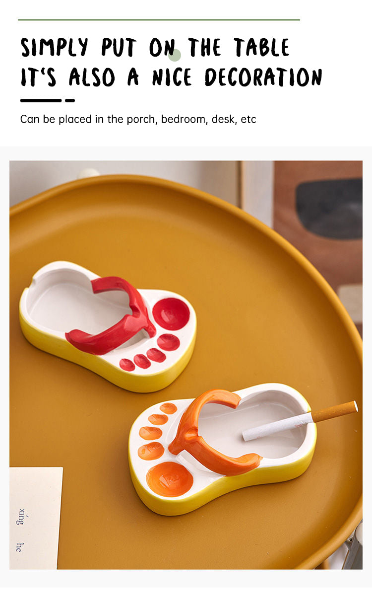 Ceramic Ashtray With Playful Slipper-Shaped Design