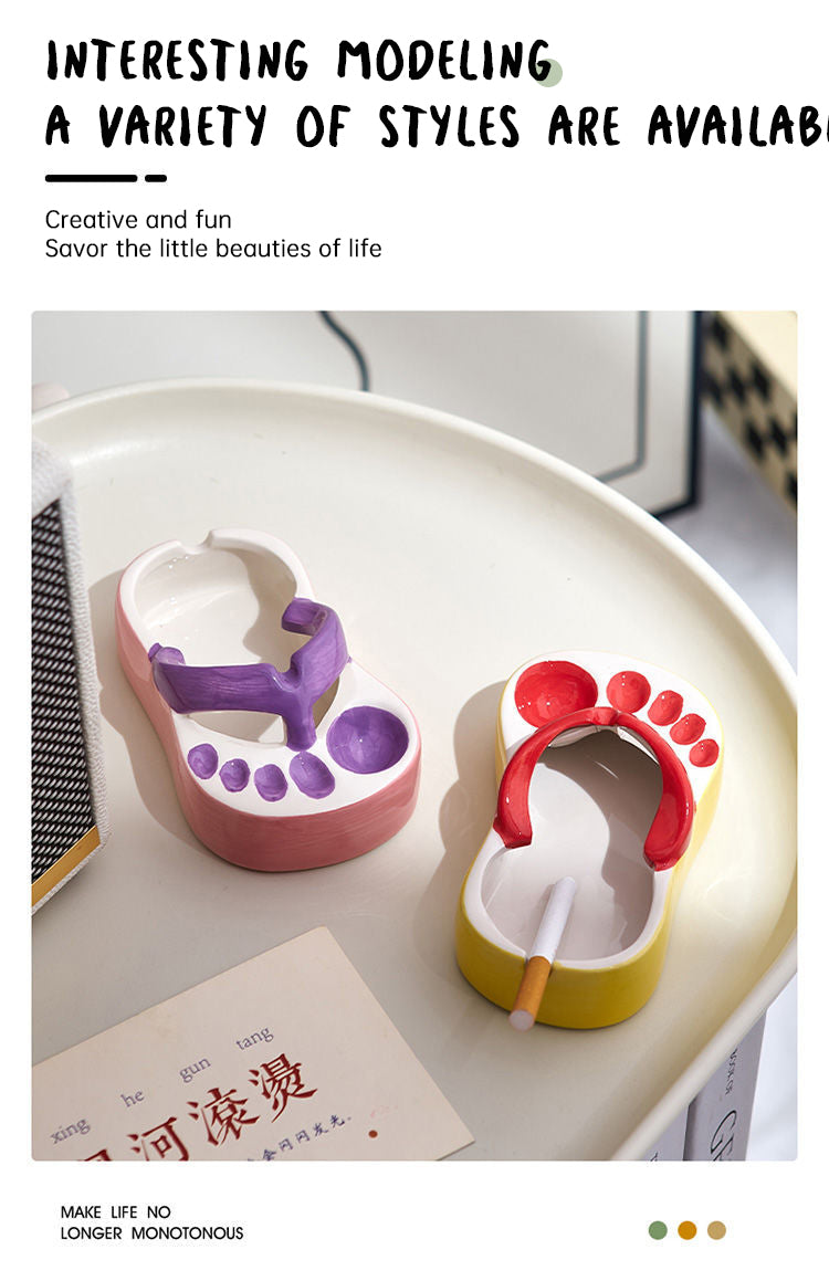 Ceramic Ashtray With Playful Slipper-Shaped Design