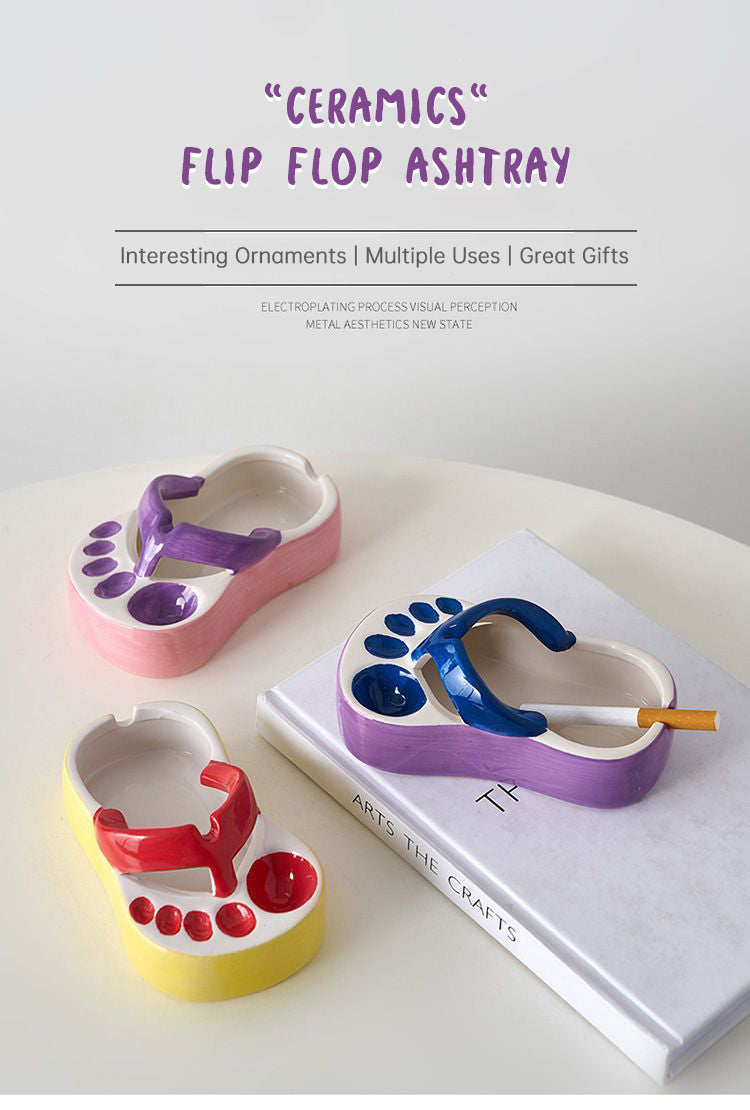 Ceramic Ashtray With Playful Slipper-Shaped Design