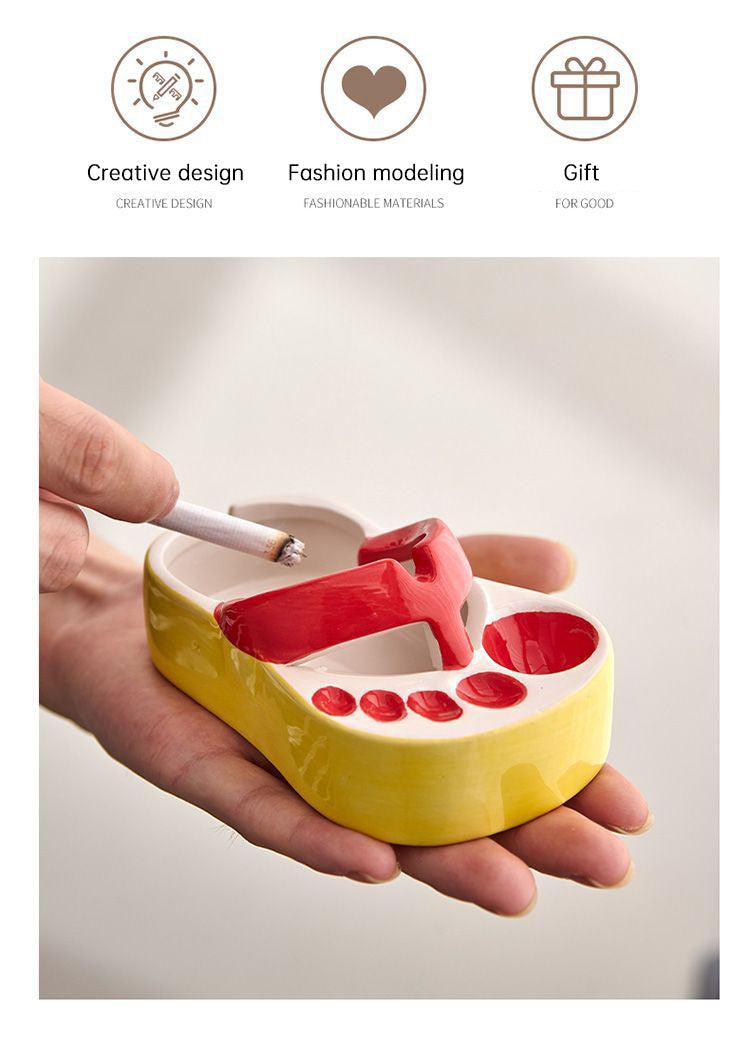 Ceramic Ashtray With Playful Slipper-Shaped Design