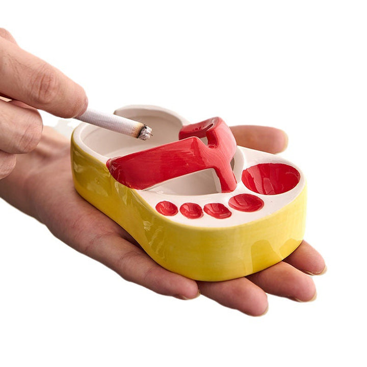 Ceramic Ashtray With Playful Slipper-Shaped Design
