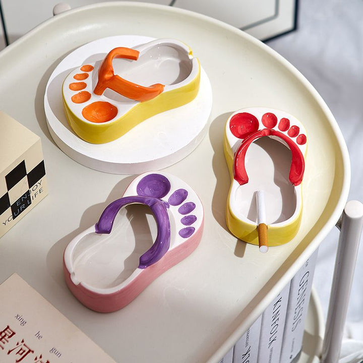 Ceramic Ashtray With Playful Slipper-Shaped Design