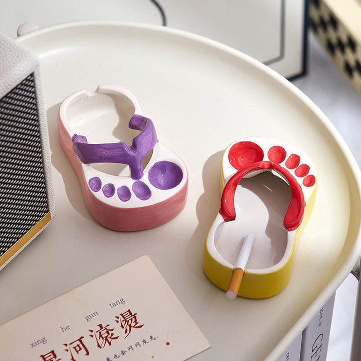 Ceramic Ashtray With Playful Slipper-Shaped Design