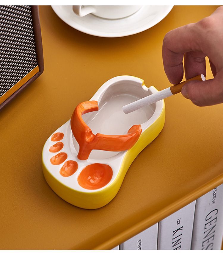 Ceramic Ashtray With Playful Slipper-Shaped Design