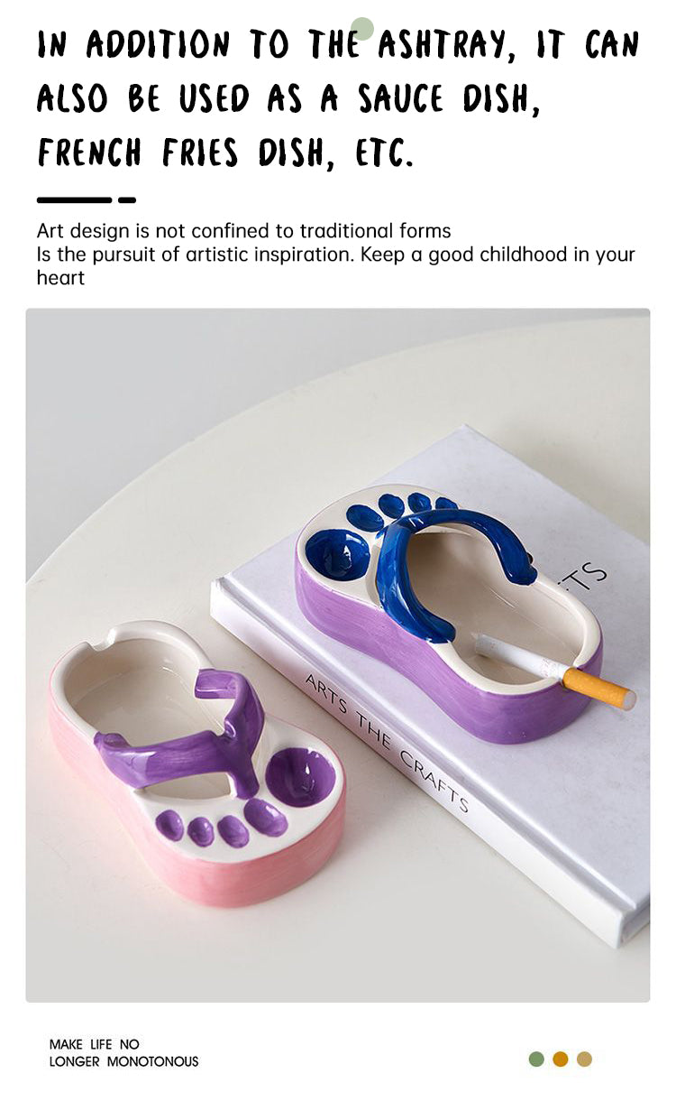 Ceramic Ashtray With Playful Slipper-Shaped Design