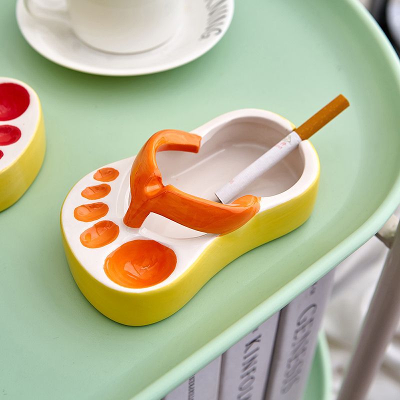 Ceramic Ashtray With Playful Slipper-Shaped Design