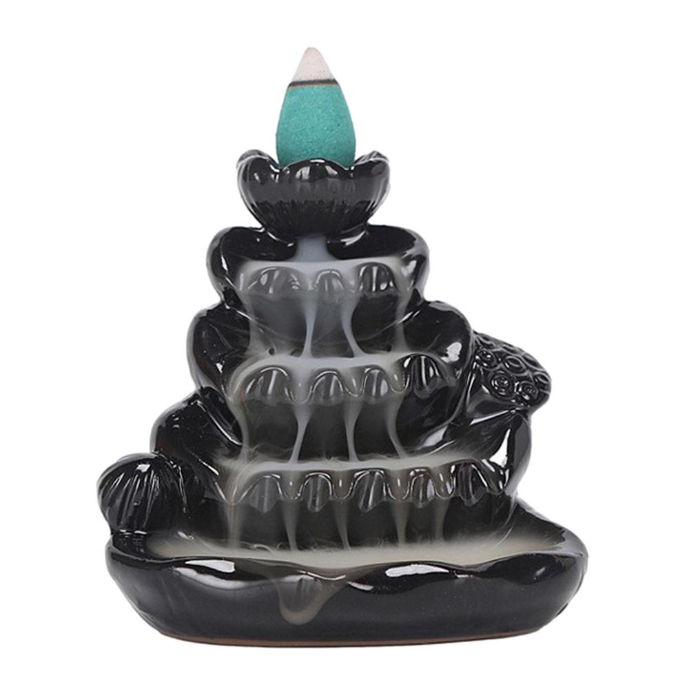 Ceramic Backflow Incense Burner With Waterfall Smoke