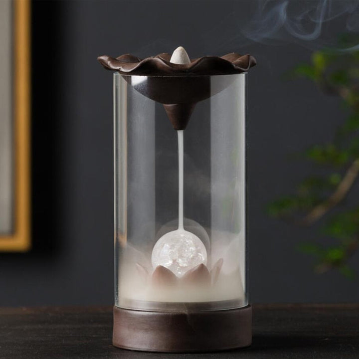 Ceramic Backflow Incense Burner with LED Glow and Cones