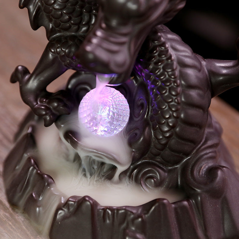 Dragon Backflow Incense Burner With LED Crystal Sphere