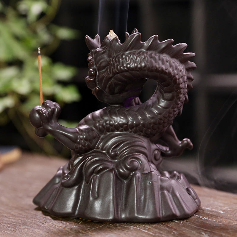 Dragon Backflow Incense Burner With LED Crystal Sphere
