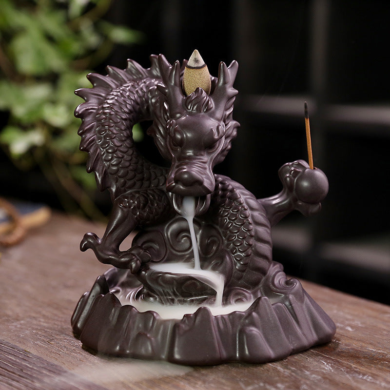 Dragon Backflow Incense Burner With LED Crystal Sphere