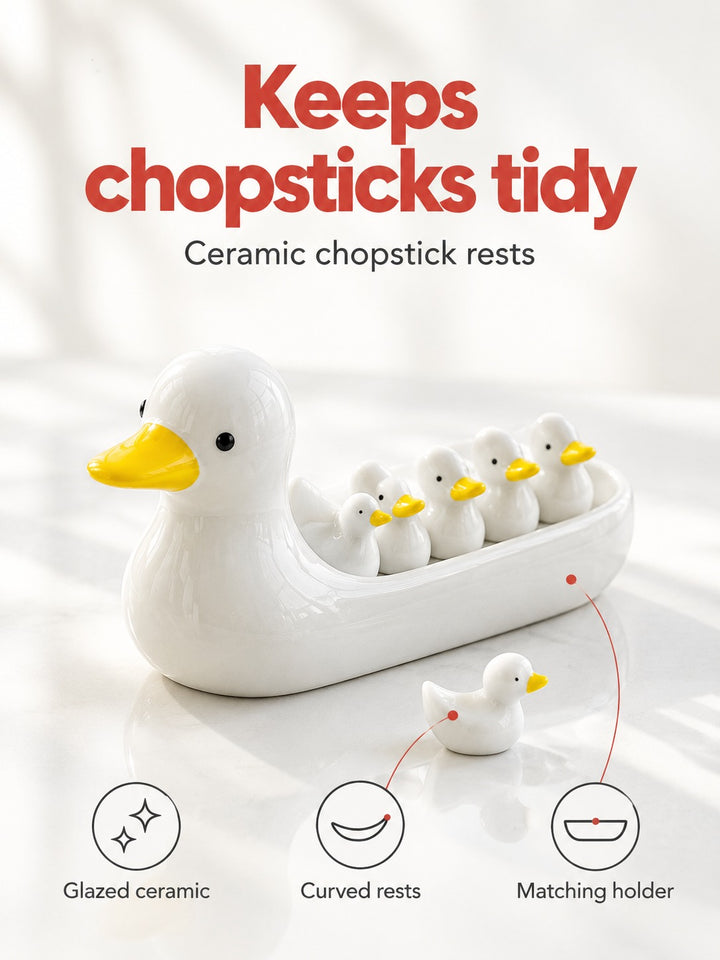 Ceramic Duck Chopstick Holder for Tidy Table Settings