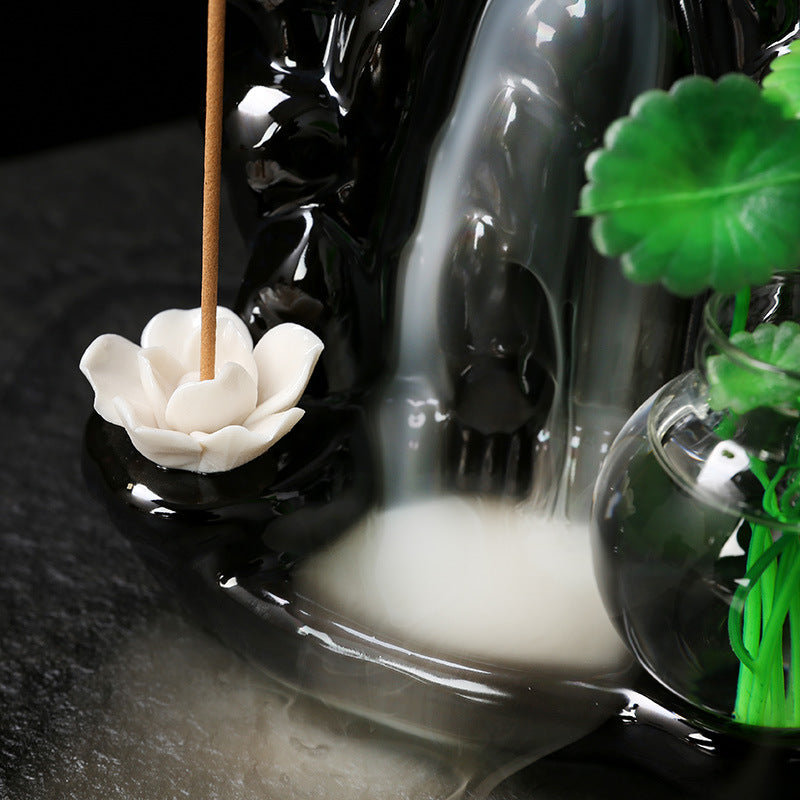 Ceramic Backflow Incense Burner for Calm Waterfall Smoke