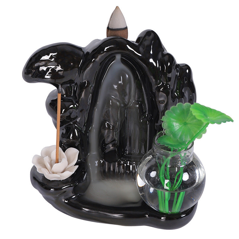 Ceramic Backflow Incense Burner for Calm Waterfall Smoke