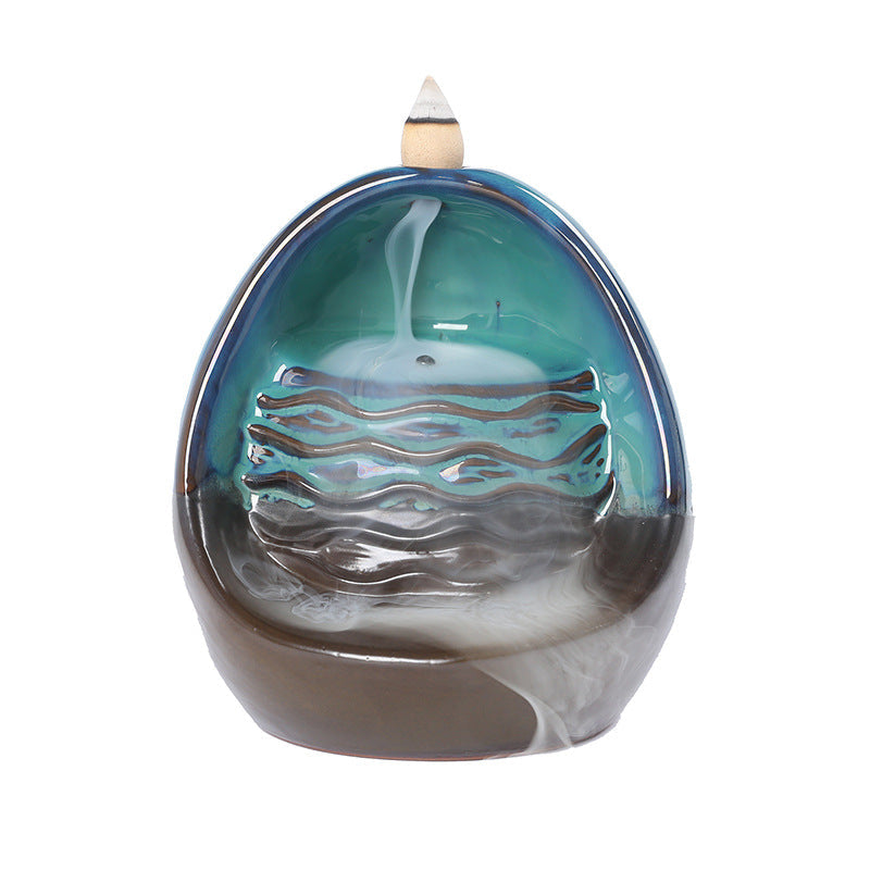 Ceramic Incense Waterfall Burner With LED Ambiance