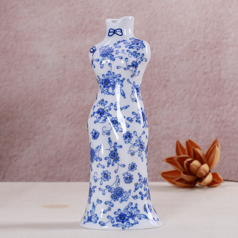Blue And White Porcelain Mini Vase Sculptural Decor