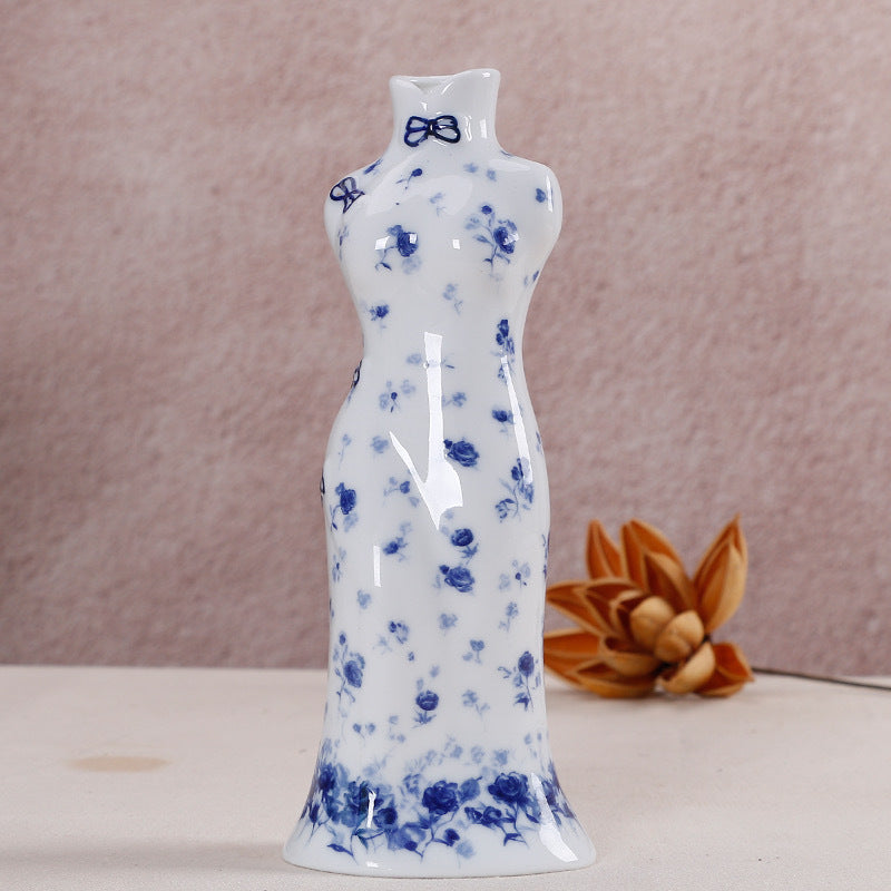 Blue And White Porcelain Mini Vase Sculptural Decor