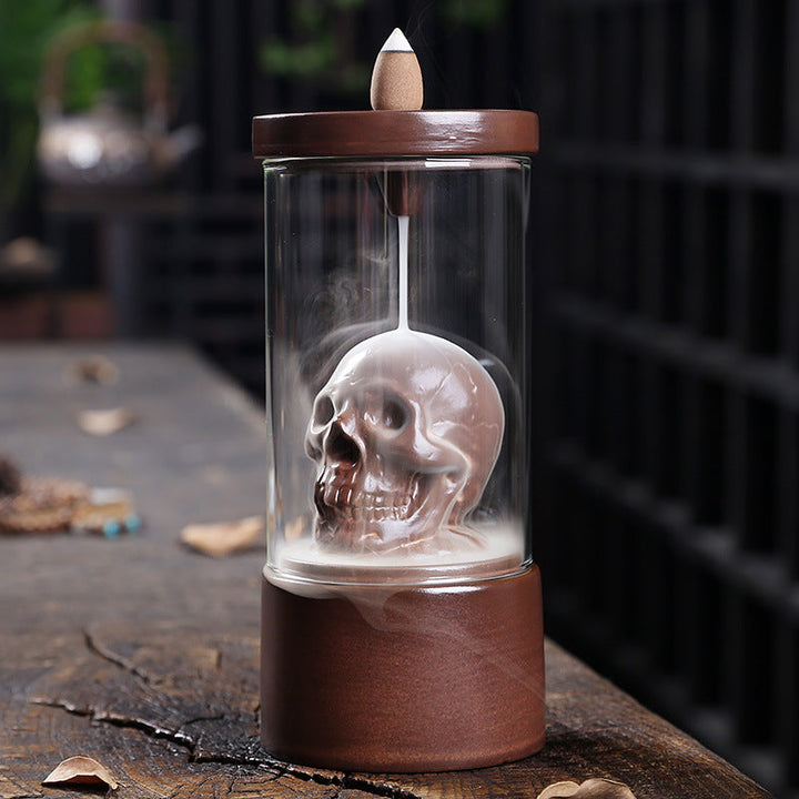 Ceramic Skull Backflow Incense Burner | Gothic Home Decor