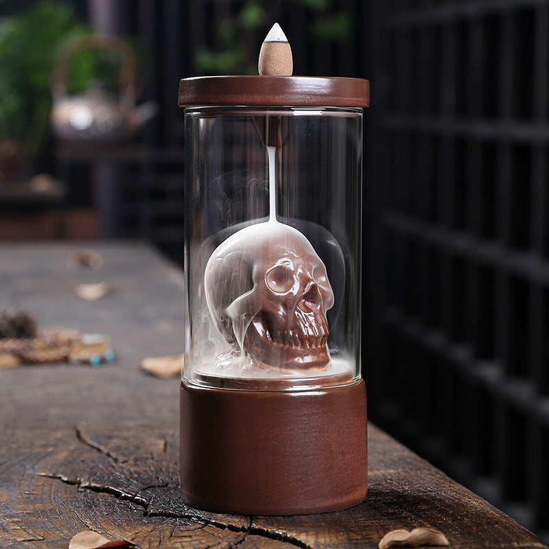 Ceramic Skull Backflow Incense Burner | Gothic Home Decor