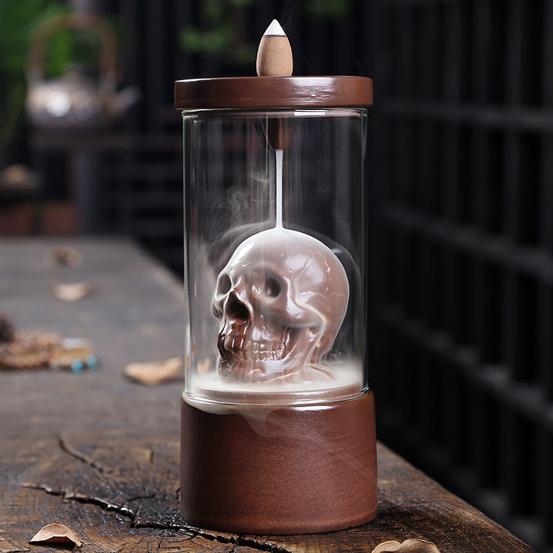 Ceramic Skull Backflow Incense Burner | Gothic Home Decor
