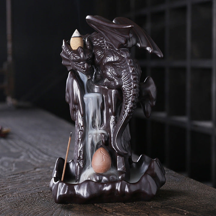 Ceramic Backflow Incense Burner With Dragon LED Glow