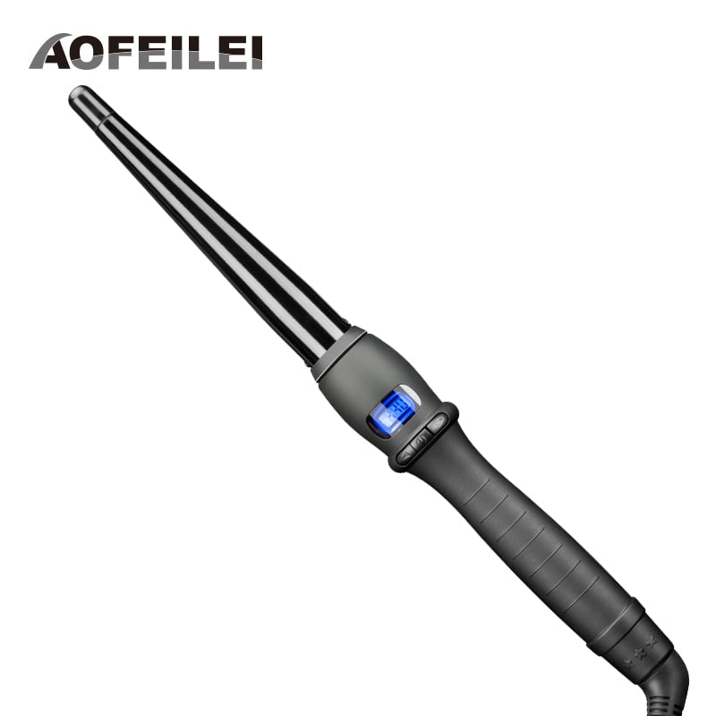 Ceramic Cone Curling Wand with Digital Temperature Display