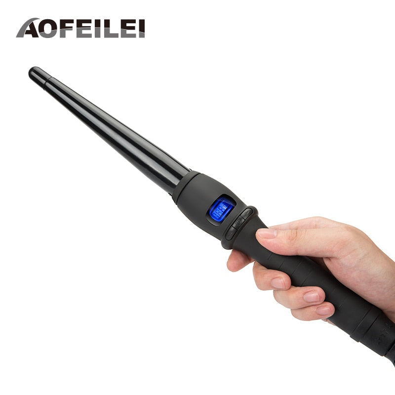 Ceramic Cone Curling Wand with Digital Temperature Display