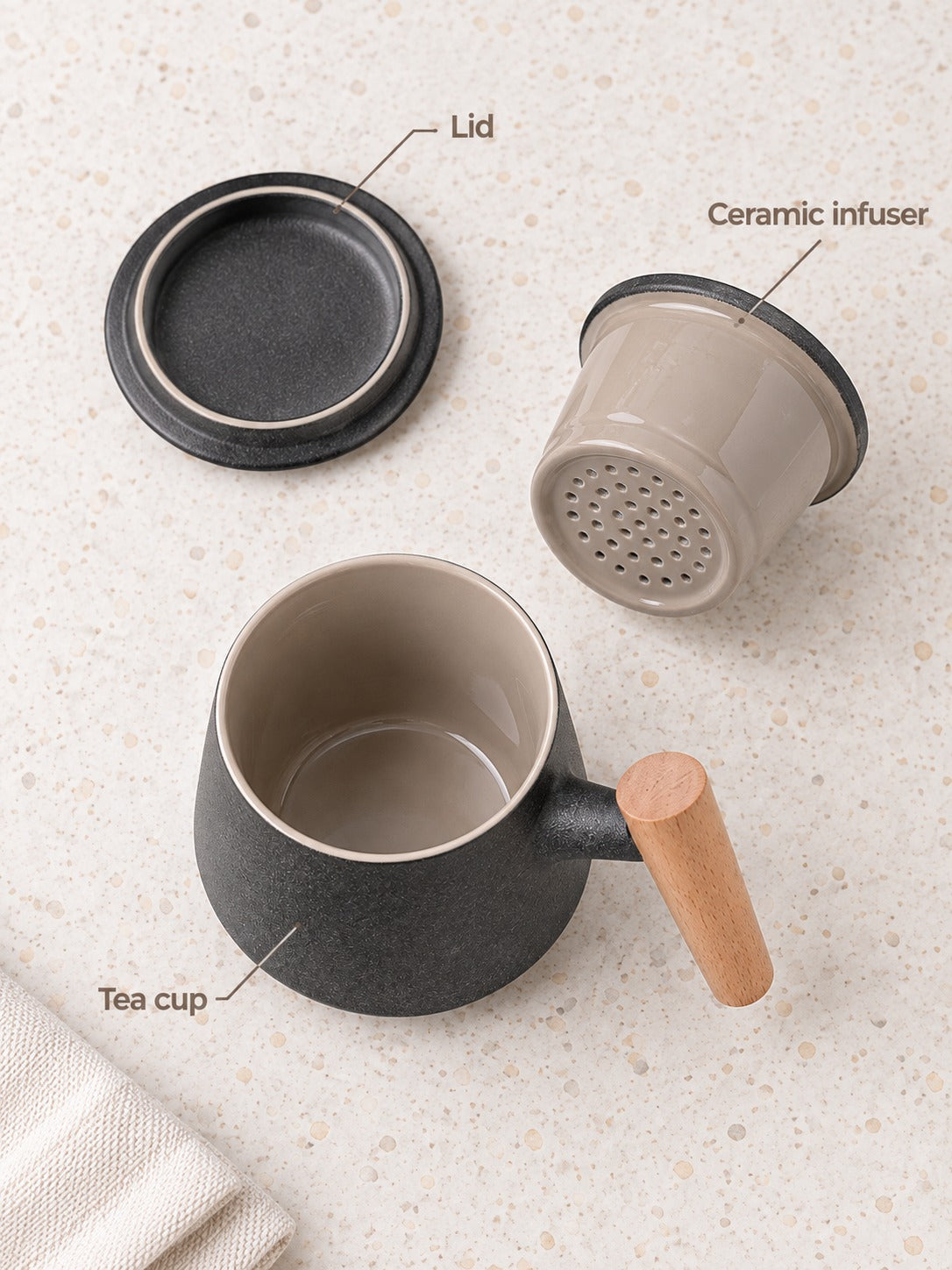 Ceramic Tea Cup With Infuser and Lid for Loose Leaf Tea