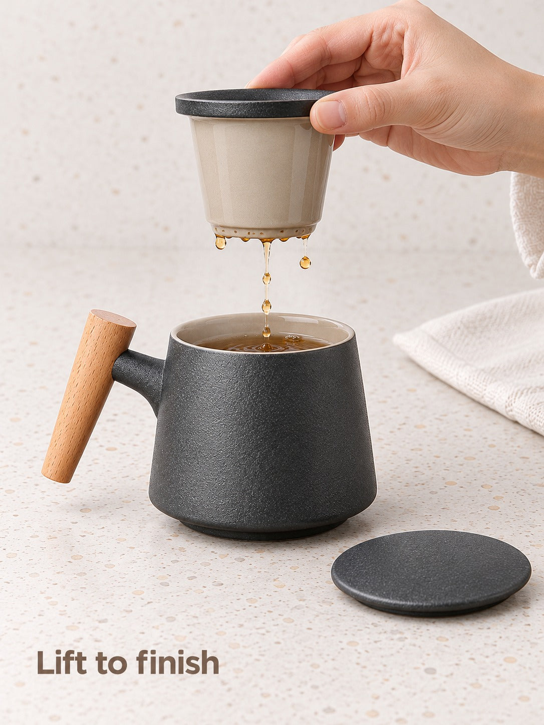 Ceramic Tea Cup With Infuser and Lid for Loose Leaf Tea