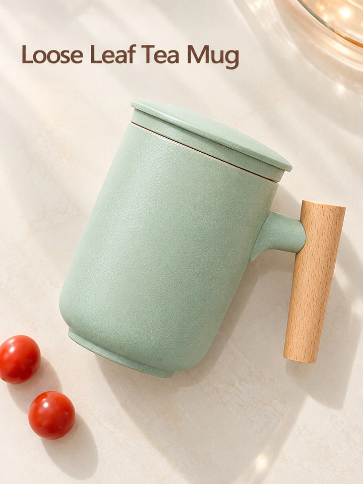 Ceramic Tea Mug with Infuser and Lid for Loose Leaf Tea