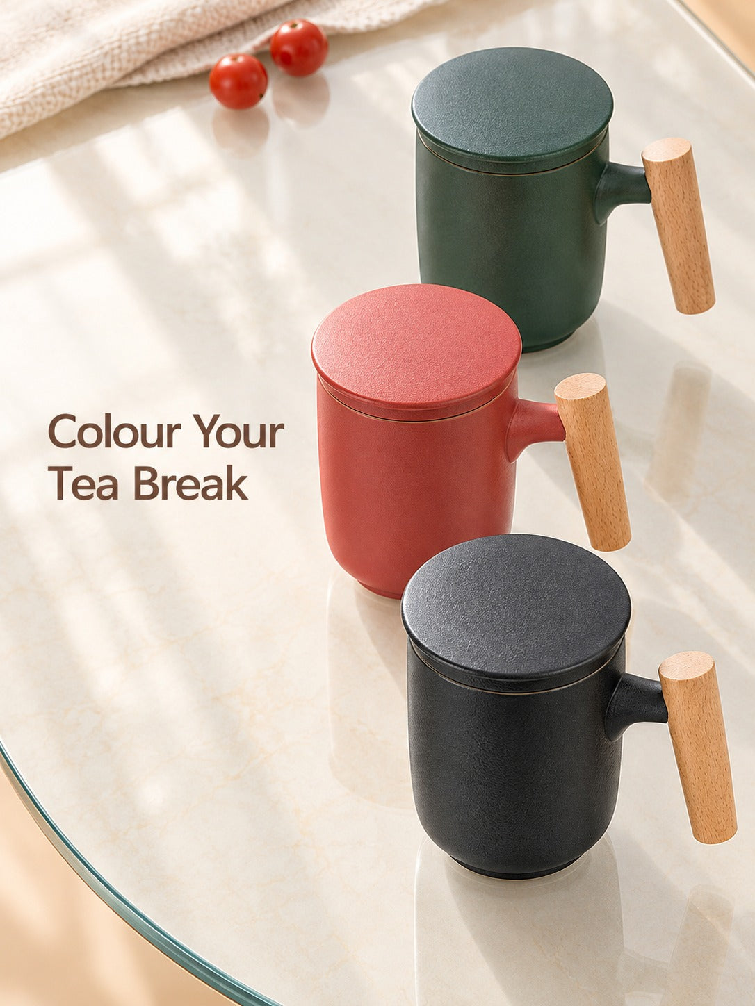 Ceramic Tea Mug with Infuser and Lid for Loose Leaf Tea