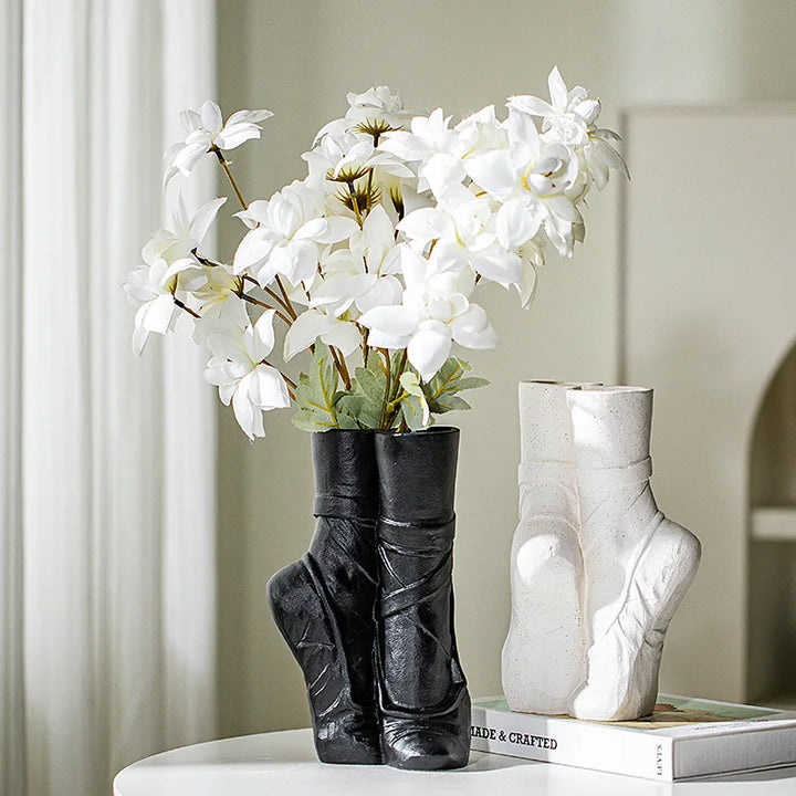 Ceramic Ballet Vase: Sculptural Floral Home Decor