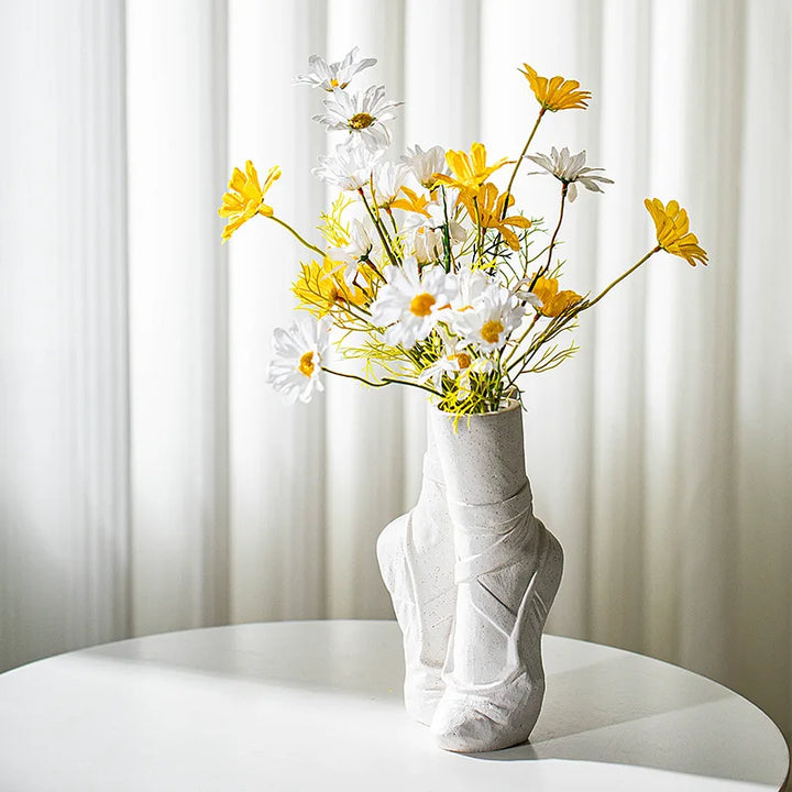 Ceramic Ballet Vase: Sculptural Floral Home Decor