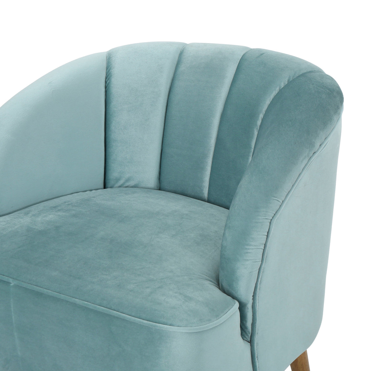 Teal Velvet Accent Chair with Fluted Retro Back