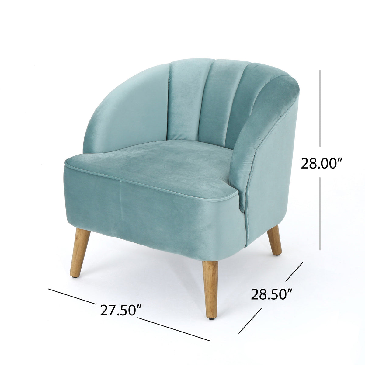 Teal Velvet Accent Chair with Fluted Retro Back