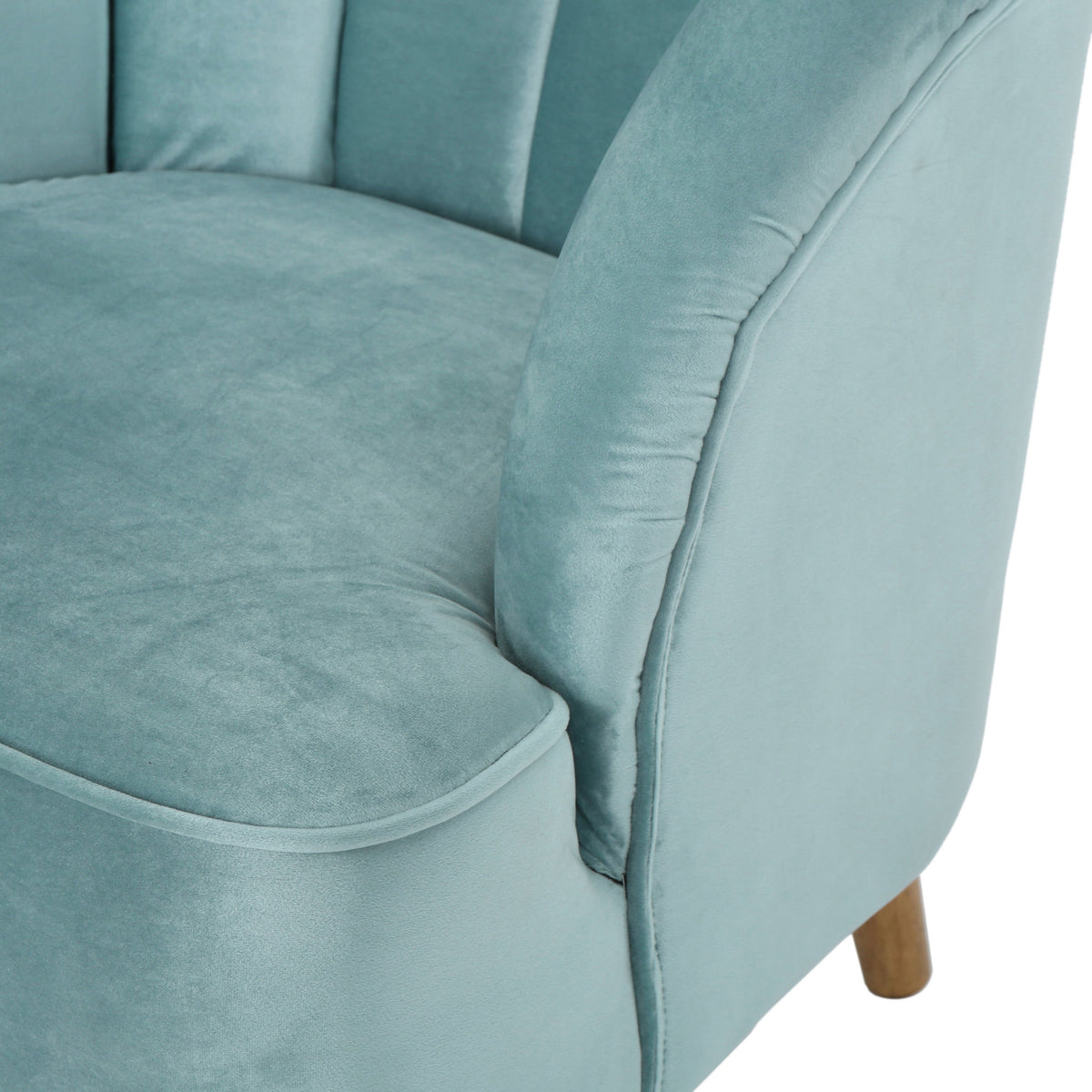 Teal Velvet Accent Chair with Fluted Retro Back