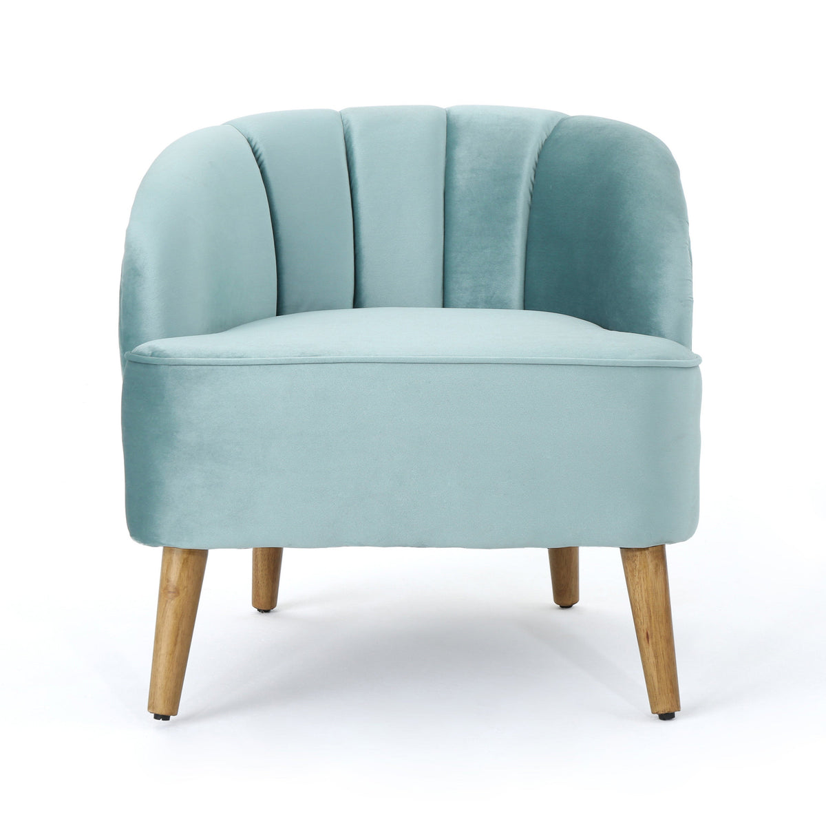 Teal Velvet Accent Chair with Fluted Retro Back