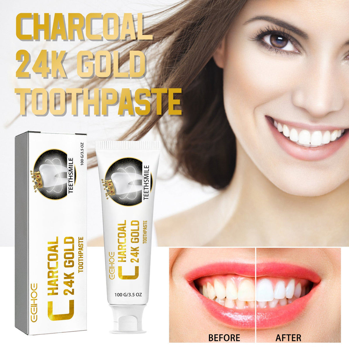 Charcoal Gold Toothpaste for a Brighter-Looking Smile