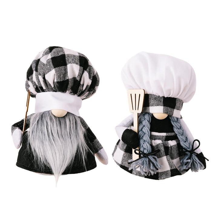 Chef Gnome Plush Plaid Kitchen Decor with Spatula