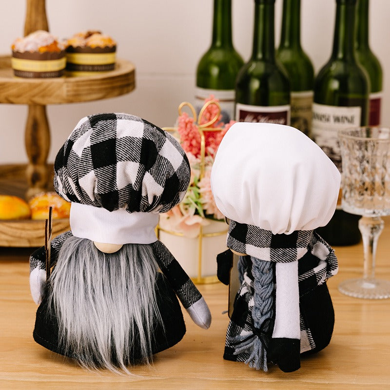 Chef Gnome Plush Plaid Kitchen Decor with Spatula