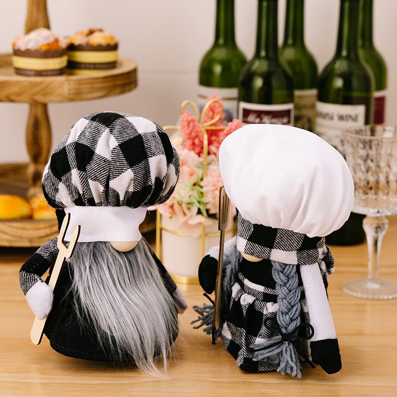 Chef Gnome Plush Plaid Kitchen Decor with Spatula