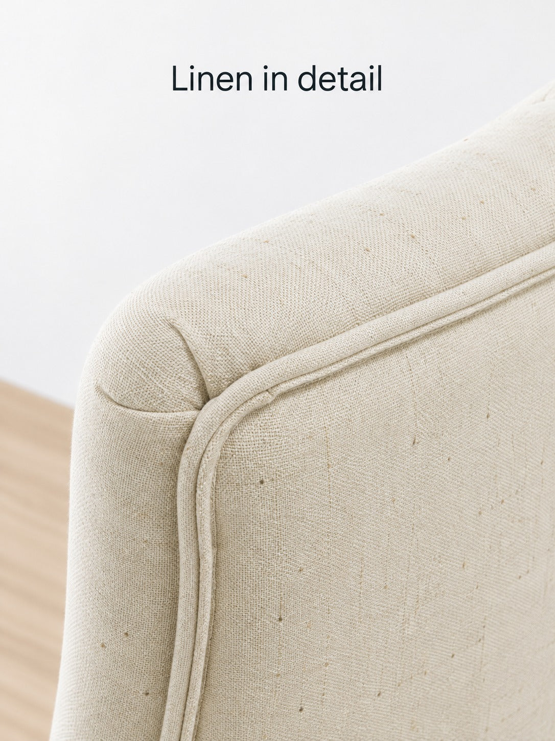Cream Linen Tufted Dining Chairs Set of 2 with Wood Legs