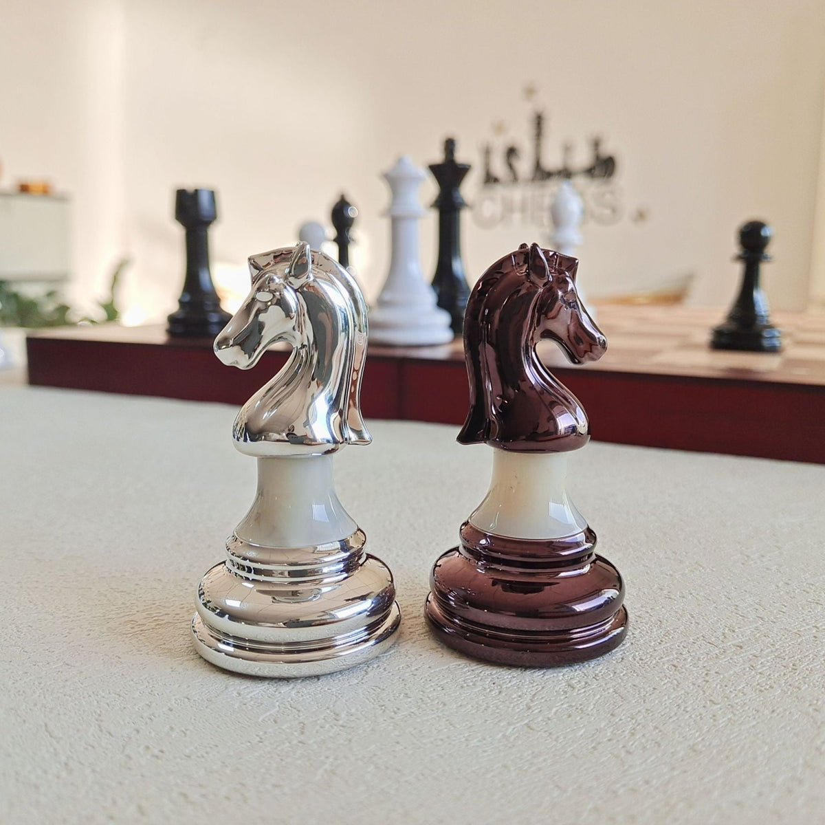 Wooden Chess Pieces for Elegant Game-Room Decor & Play
